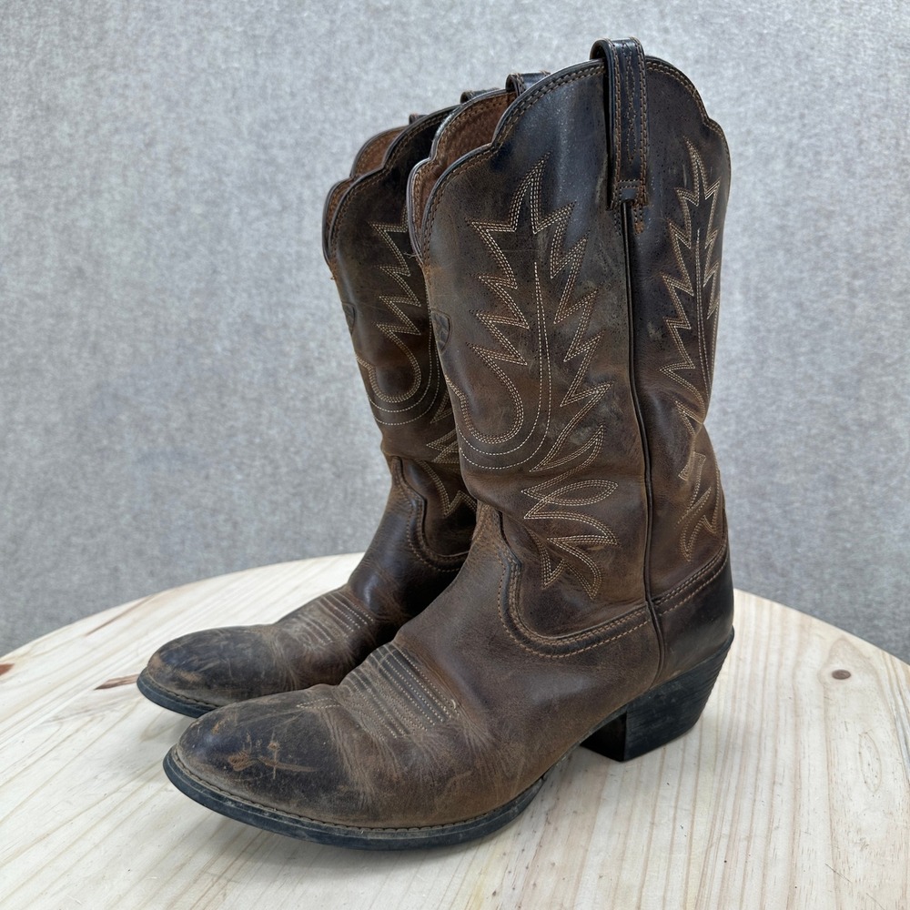 Ariat Heritage Western Cowgirl Boots 11 B Brown Distressed Leather Round Toe